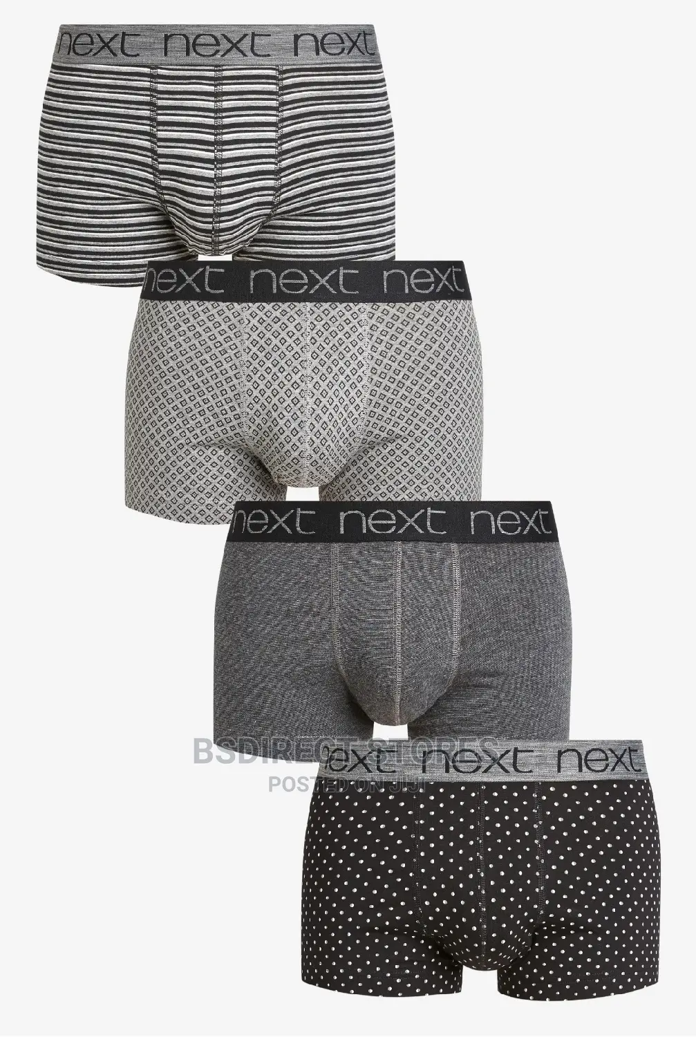 NEXT Hipsters Black Pattern Luxury Cotton Boxers Pack of 4