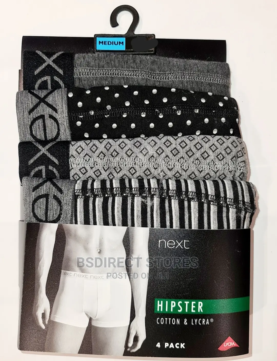 NEXT Hipsters Black Pattern Luxury Cotton Boxers Pack of 4