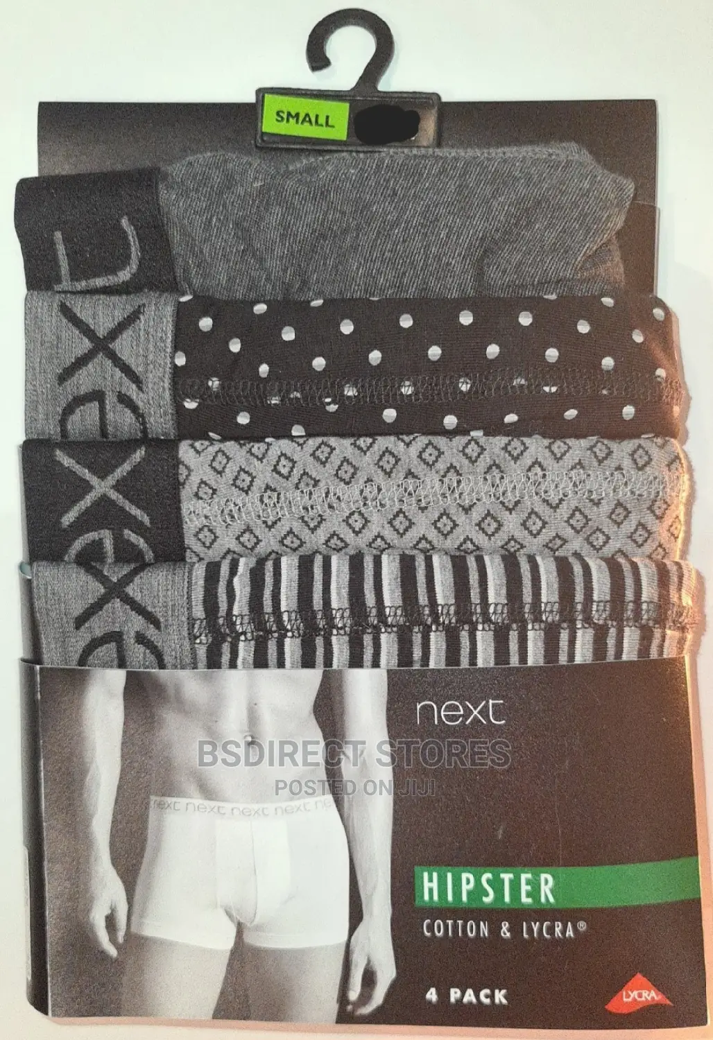 NEXT Hipsters Black Pattern Luxury Cotton Boxers Pack of 4