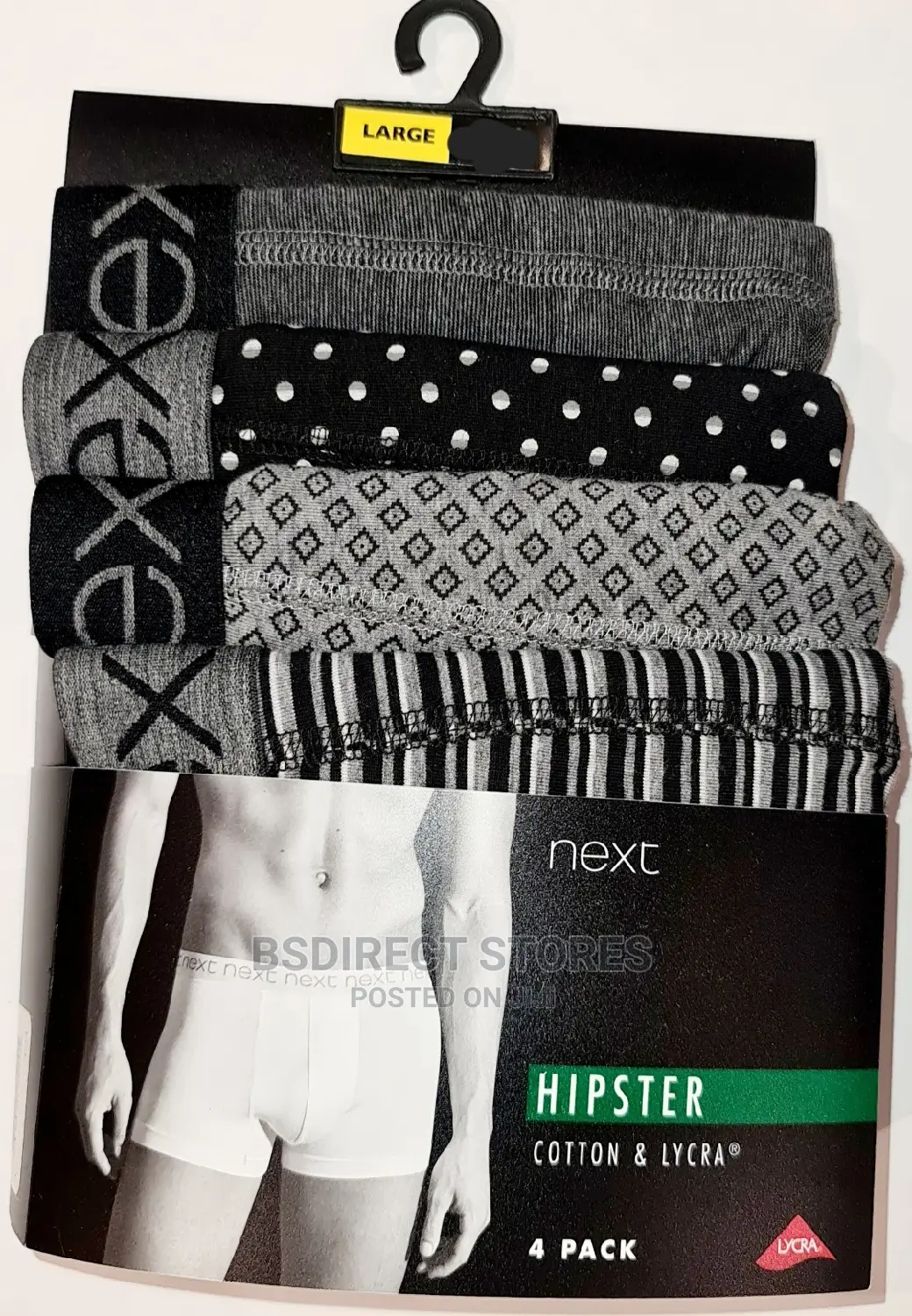 NEXT Hipsters Black Pattern Luxury Cotton Boxers Pack of 4
