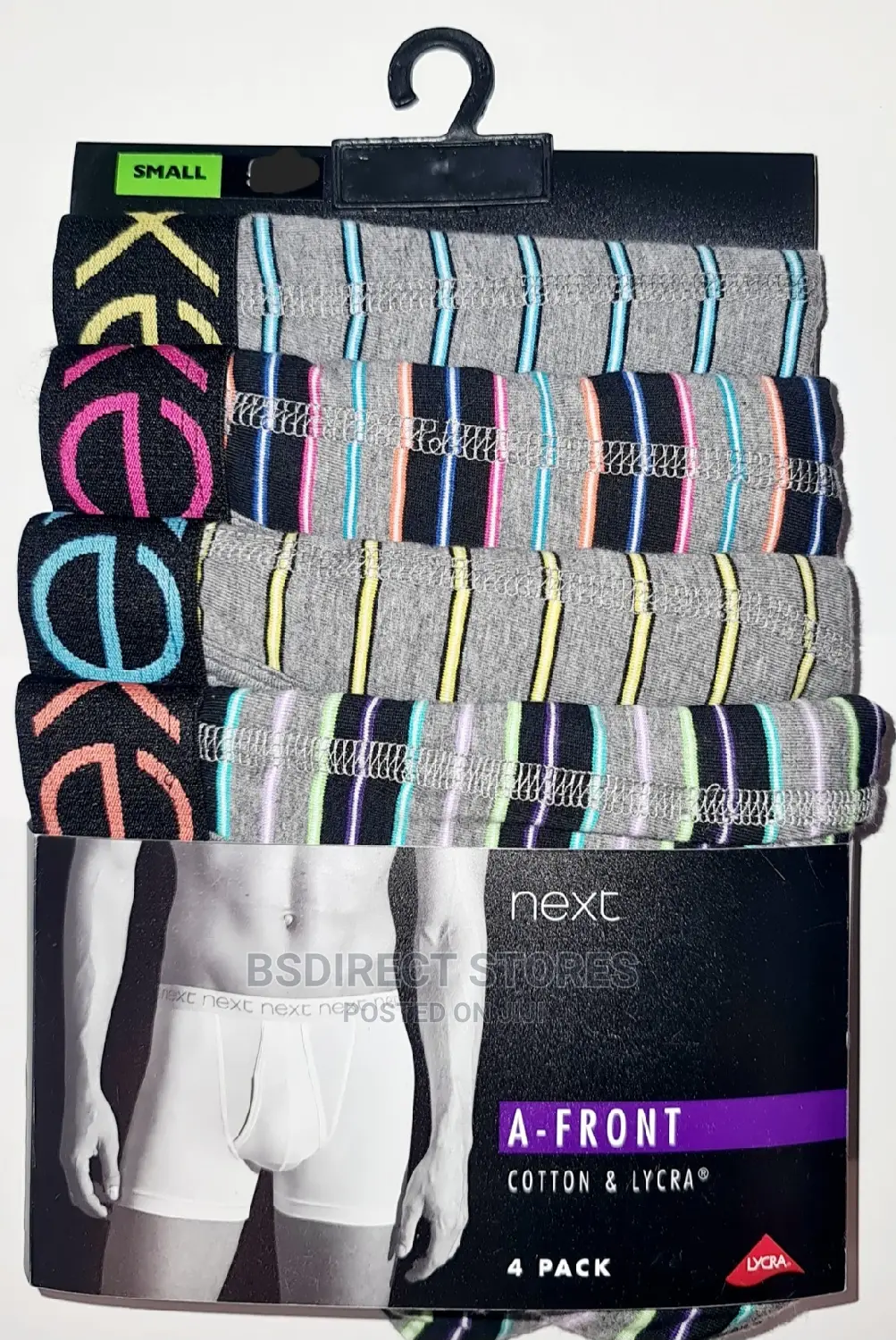 NEXT a-Front Grey Bright Stripe Luxury Men Boxers Pack of 4