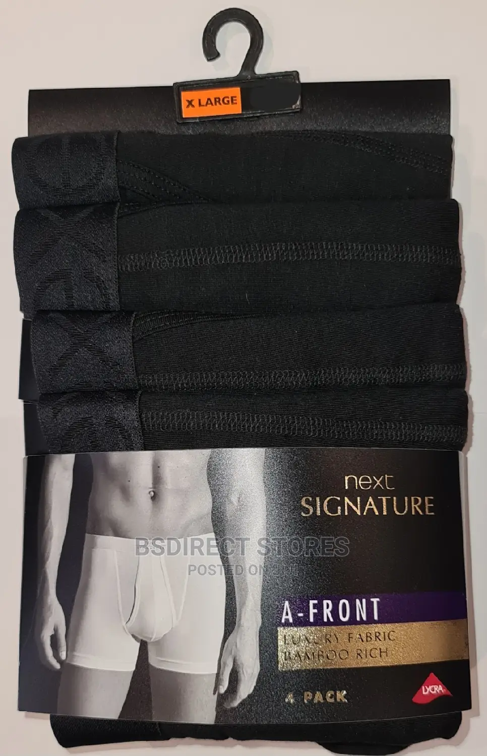 NEXT Signature a-Front Black Luxury Fabric Bamboo Rich Boxer