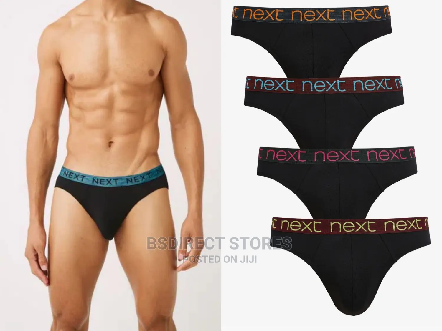 NEXT Black Coloured Waistband Briefs Luxury Boxers Pack of 4