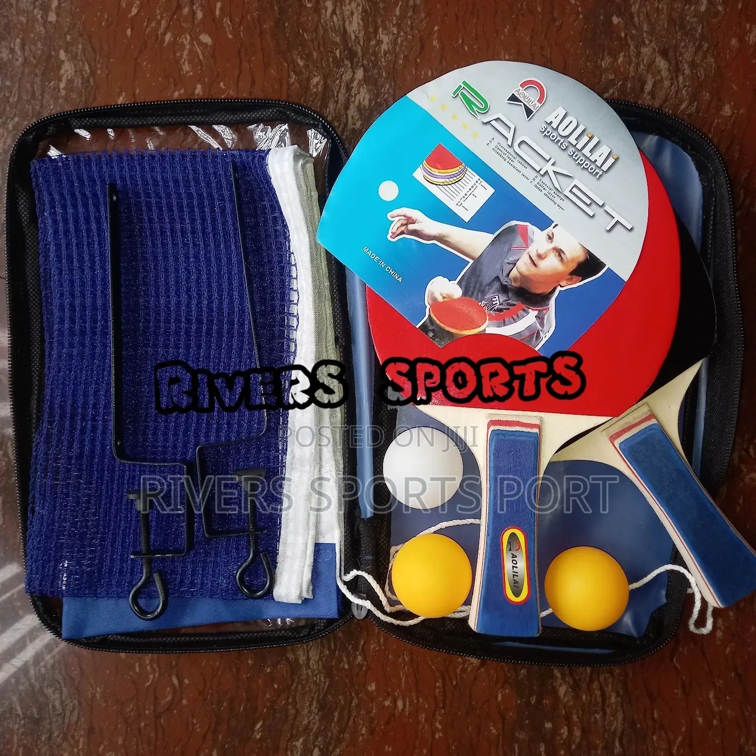 AOLILAI Quality Table Tennis Bat Set. 2bat, 3balls, Net Post