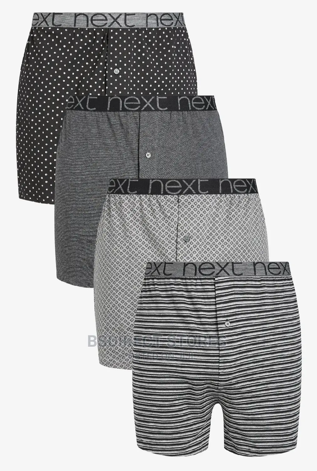 NEXT Black Pattern Loose Fit Luxury 100% Pure Cotton Boxers