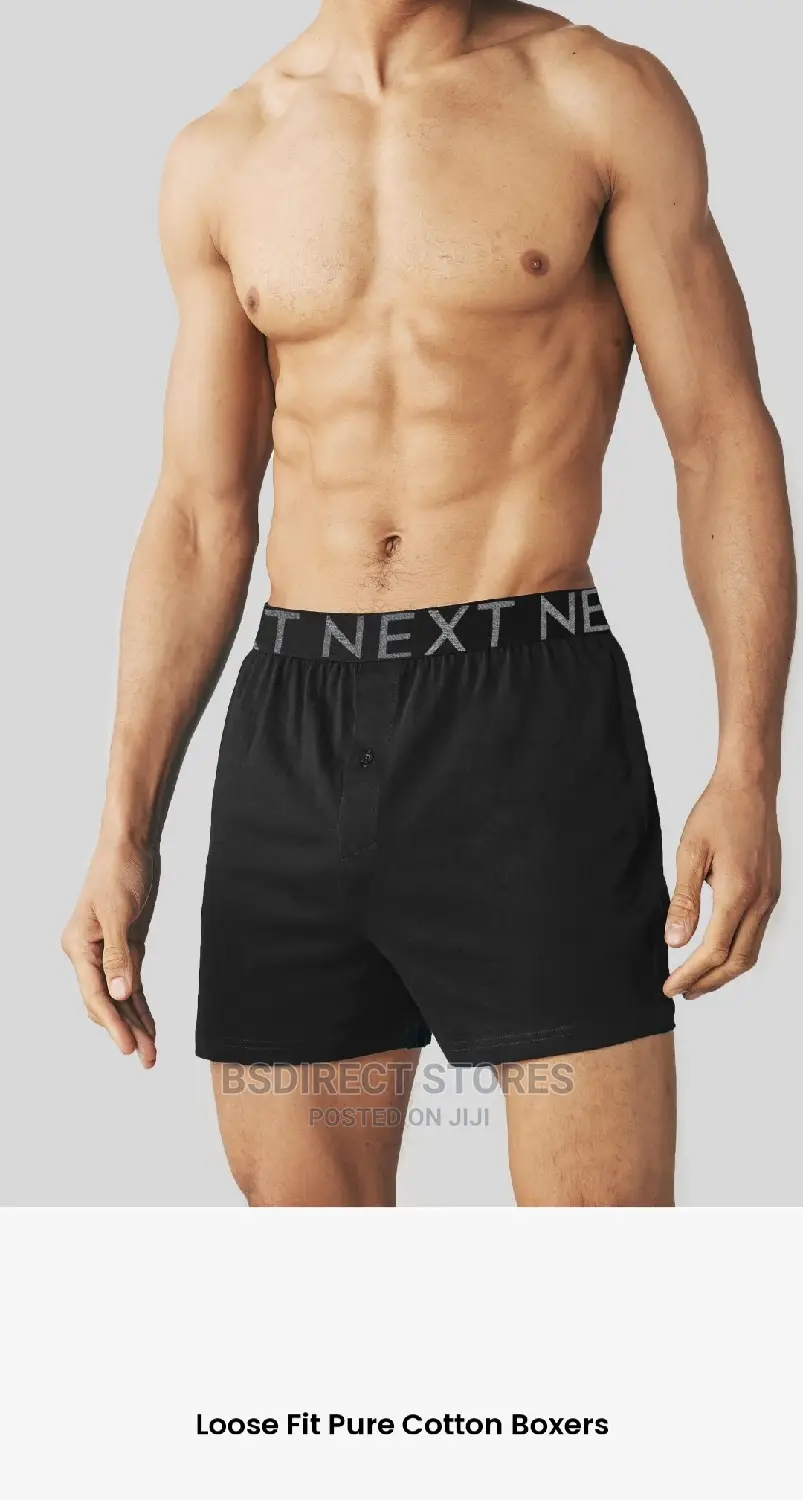 NEXT Black Pattern Loose Fit Luxury 100% Pure Cotton Boxers