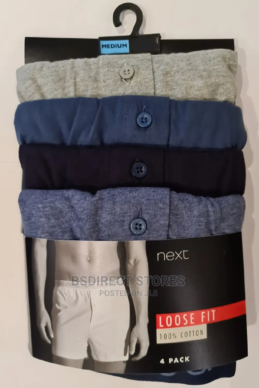 NEXT Blue Mix Loose Fit Luxury 100% Pure Cotton Boxers