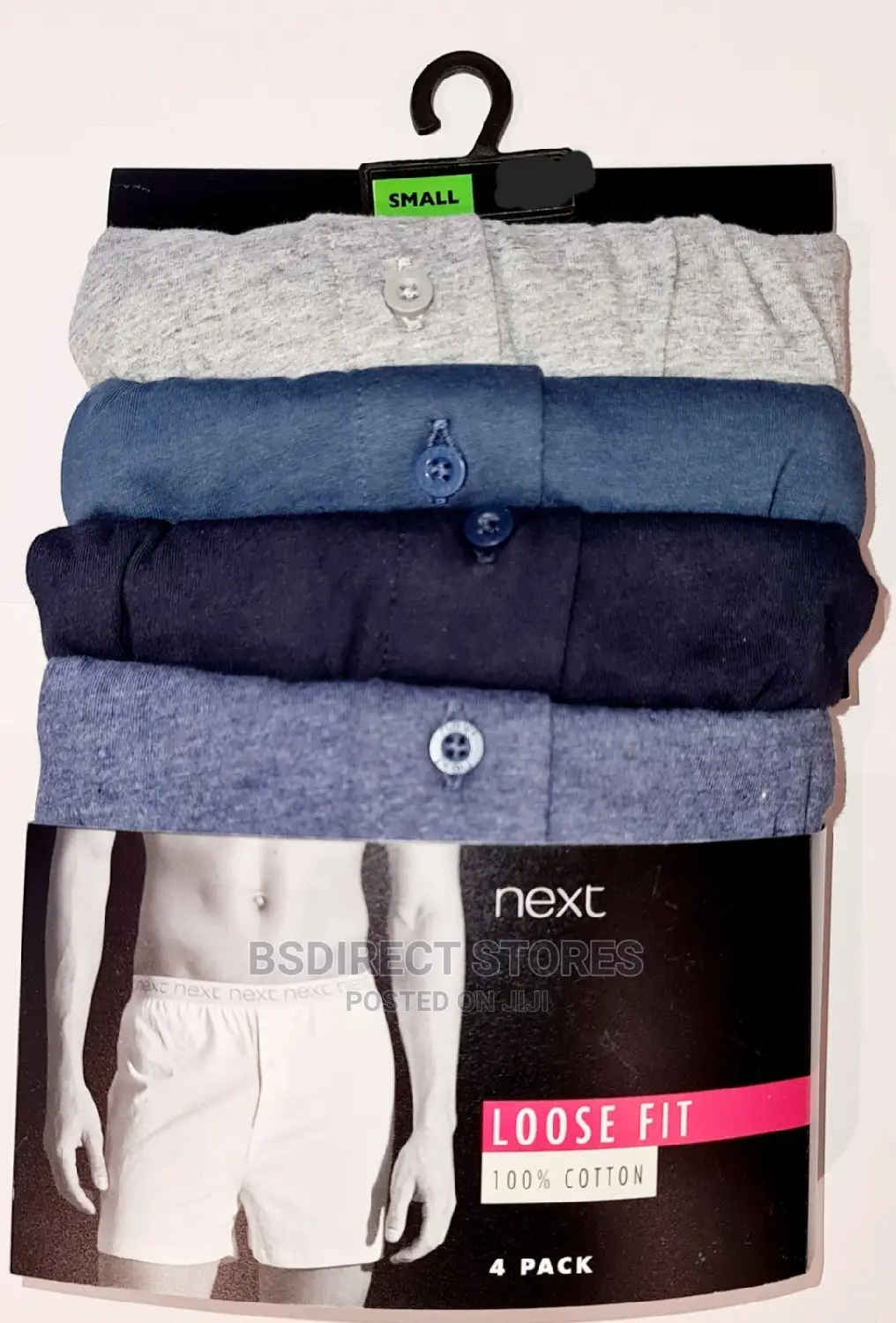 NEXT Blue Mix Loose Fit Luxury 100% Pure Cotton Boxers