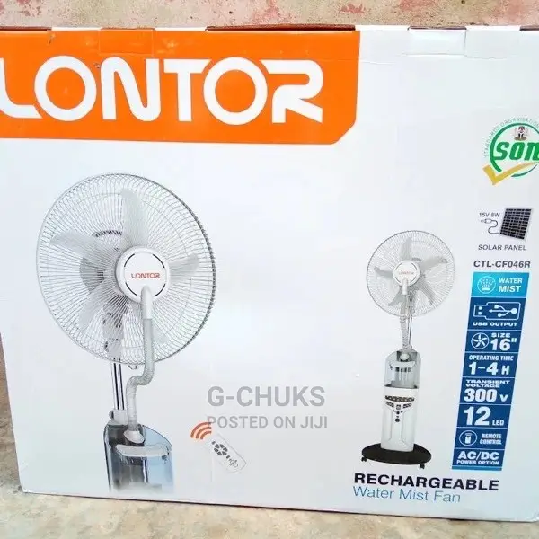Lontor 5 Blades Rechargeable Mist Fan - 16inches