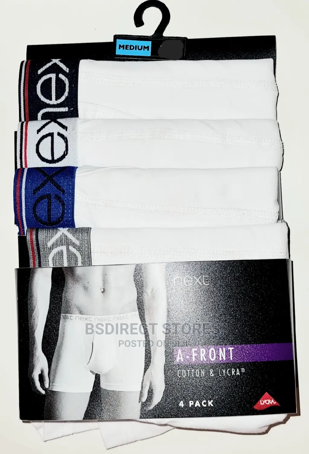 NEXT a-Front Tipped Waistband Luxury Cotton Boxers Pack of 4
