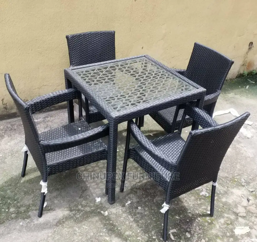 Set of Eatery/Garden Cane Rattan Chairs and Glass Top Table