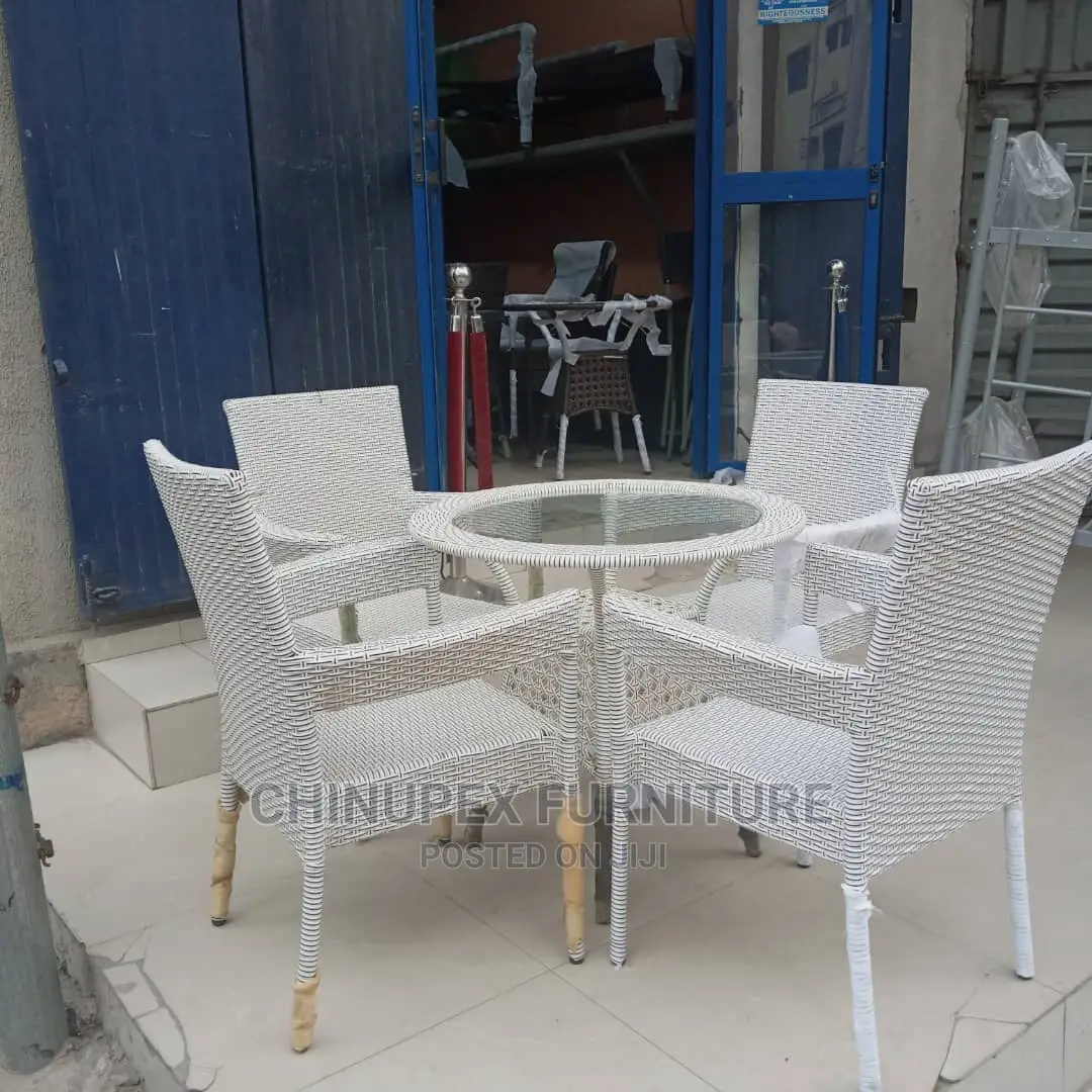 White Outdoor/Eatery/Garden Rattan Chairs and Table