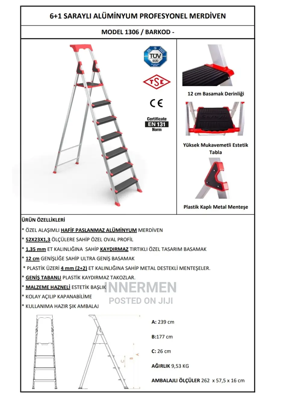 Sarayli 7 Step Aluminum Professional Ladder