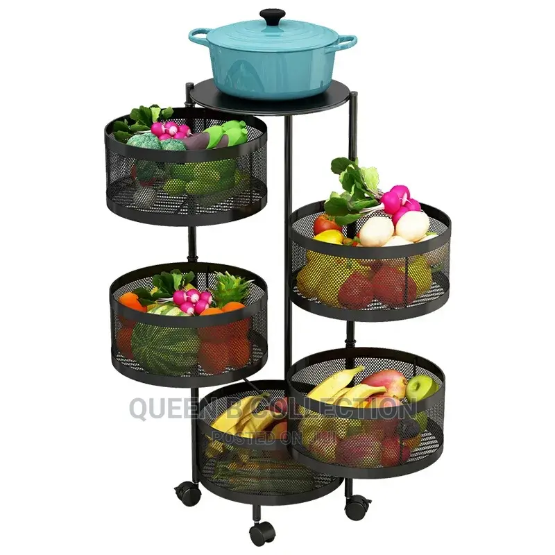 Rotating Fruits and Vegetables Metal Storage Rack.