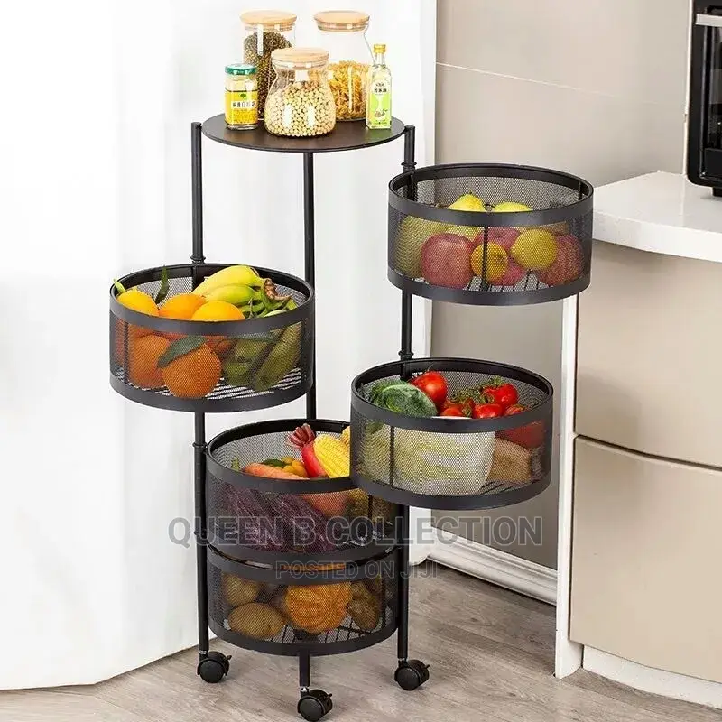 Rotating Fruits and Vegetables Metal Storage Rack.