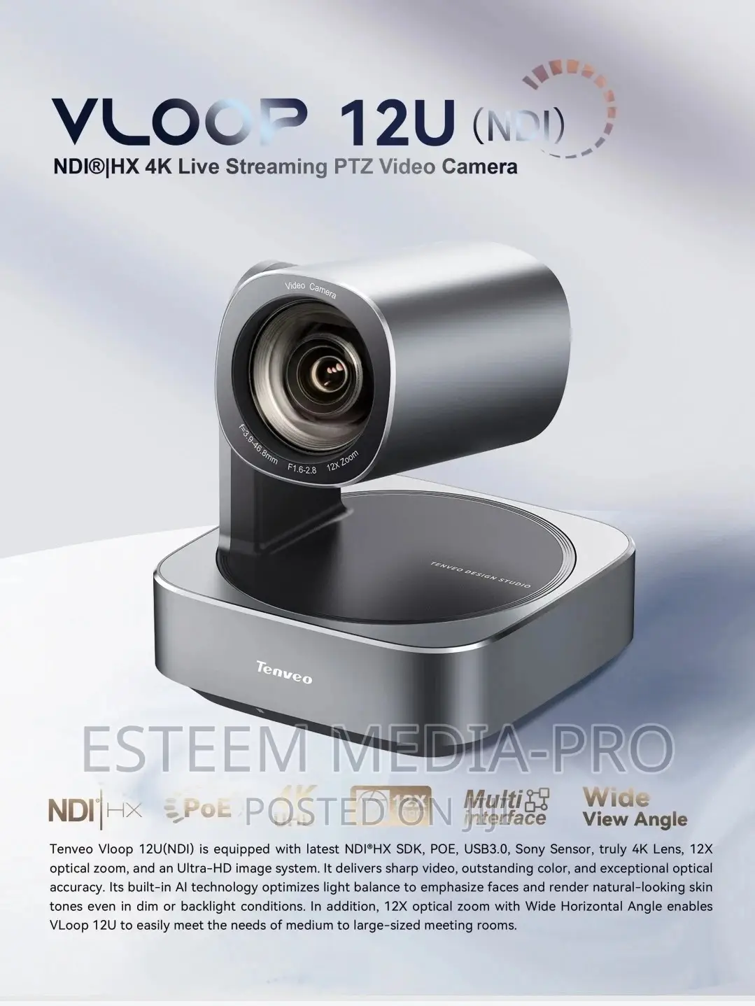 Tenveo Vl12u PTZ Camera, Usb3.0 Hdmi Streaming Conference