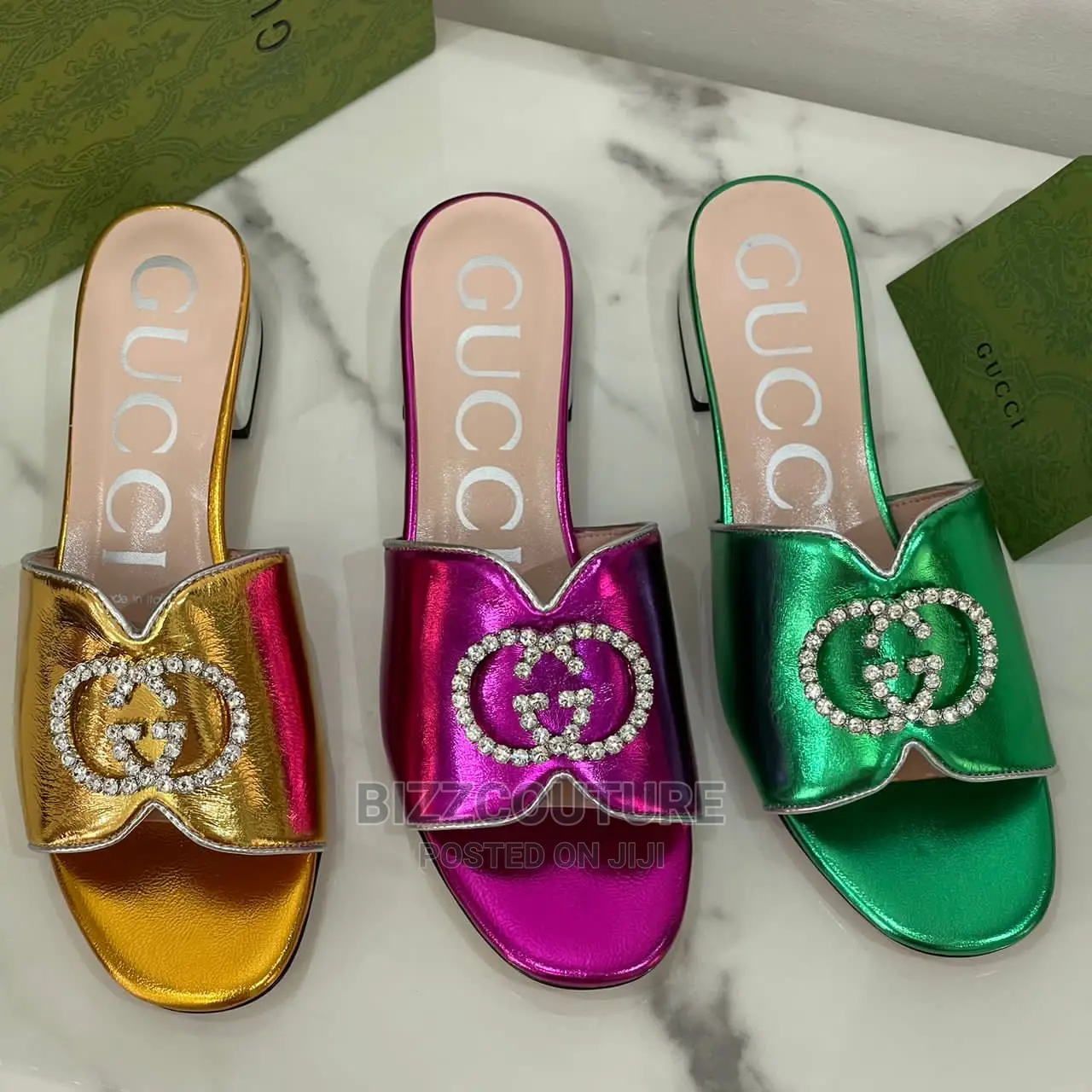 Original GUCCI Leather Slippers Available in Store