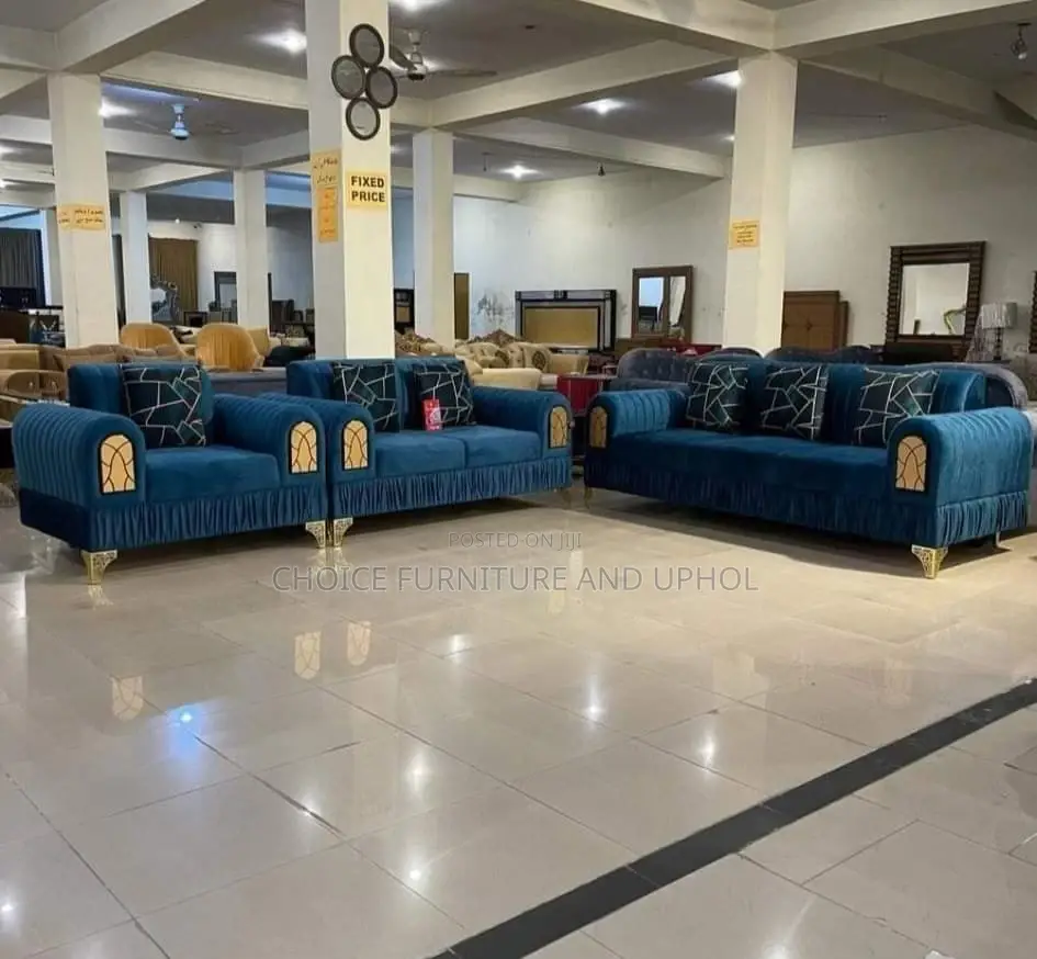 Luxury 7 Seater Living Room Fabric Made Sofa Chair.