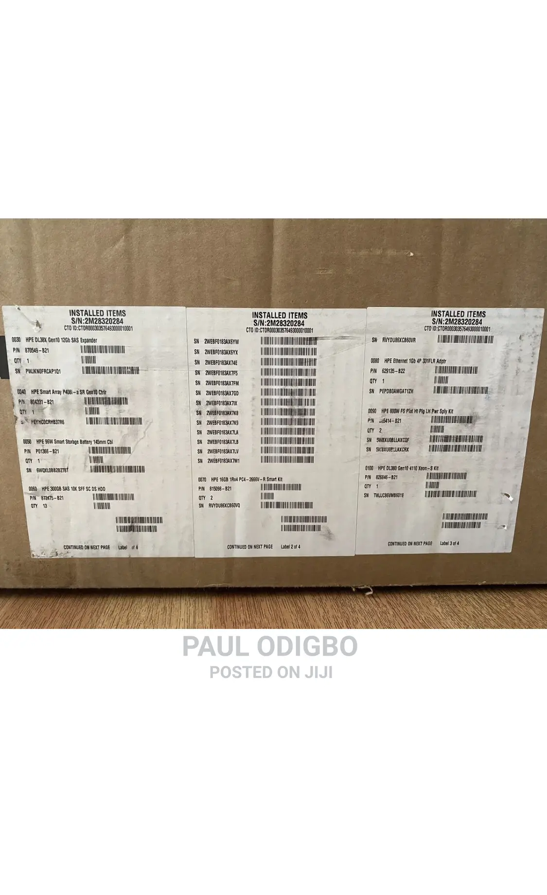 New Server HP ProLiant DL380 Gen10 64GB Intel Xeon HDD 2T