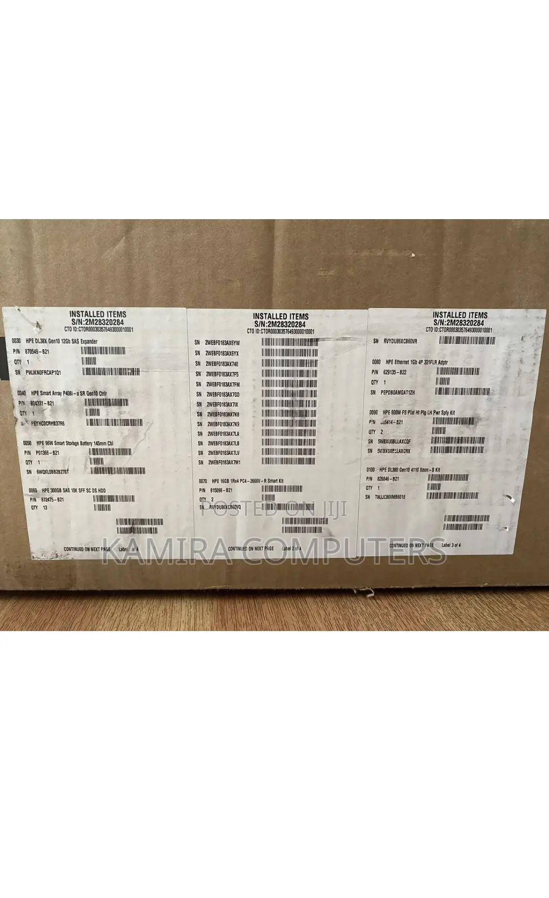 New Server HP ProLiant DL380 Gen10 64GB Intel Xeon HDD 2T