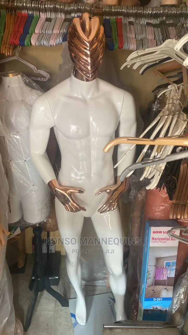 Glossy White Rose Gold Body Huge Male Mannequin
