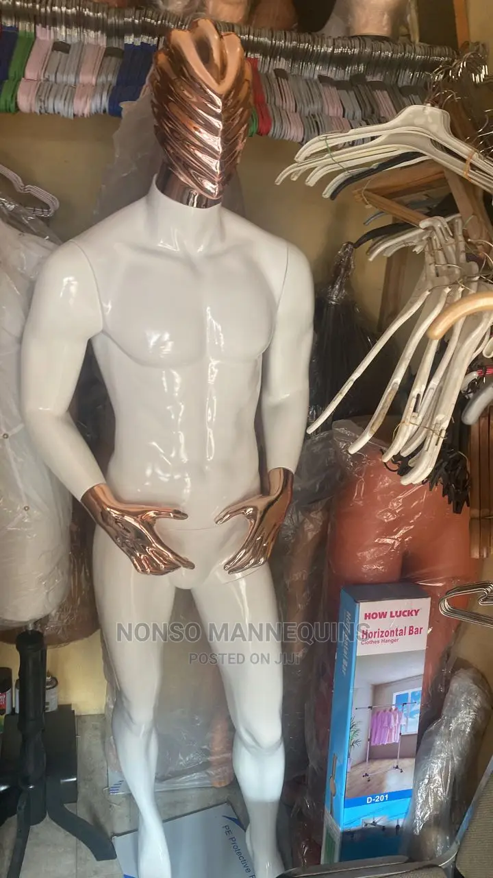 Glossy White Rose Gold Body Huge Male Mannequin