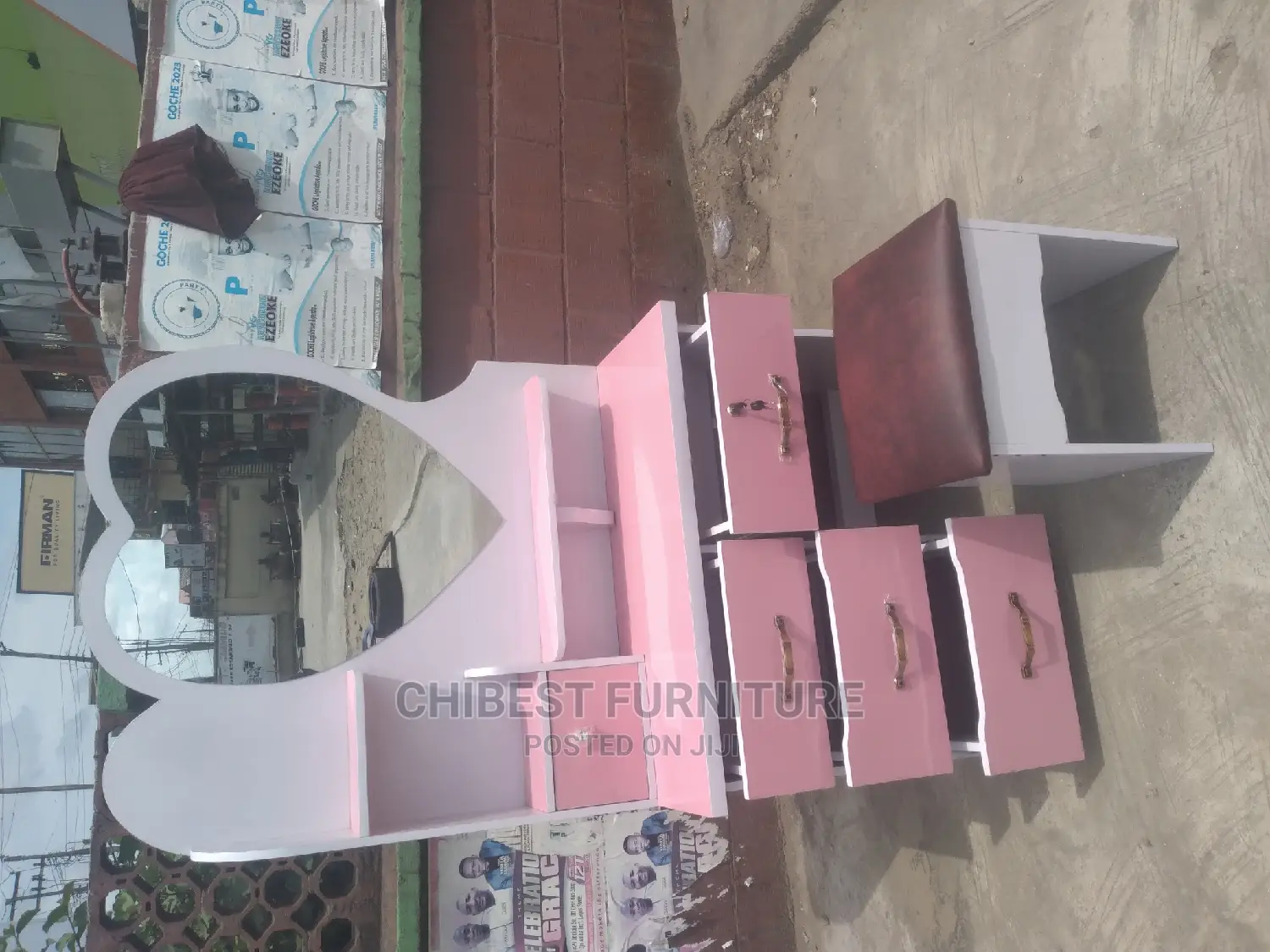 Quality Wooden Dressing Mirror and Its Dressing Chair.