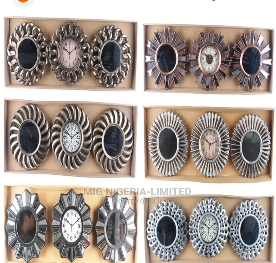 Mirror and Clock 3pcs in a Sets Fashion Home Decoration Set
