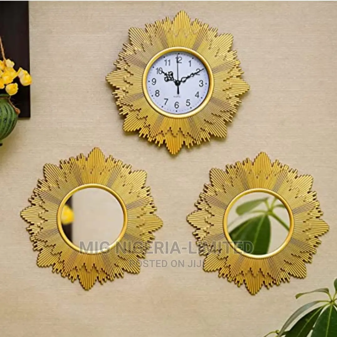 Mirror and Clock 3pcs in a Sets Fashion Home Decoration Set