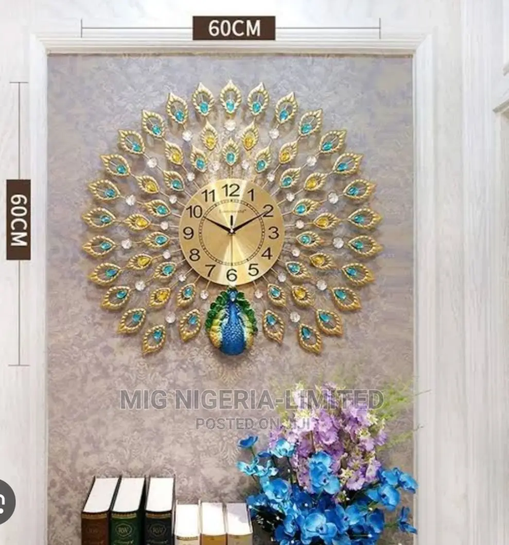 Wall Clock Modern Peacock Wall Gold Design Clock