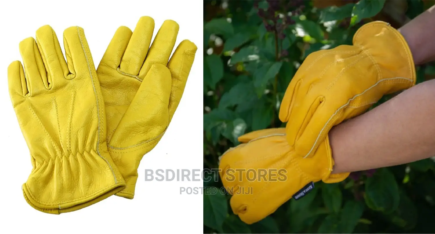 Kent And Stowe Men's Luxury Leather Gardening Gloves Yellow