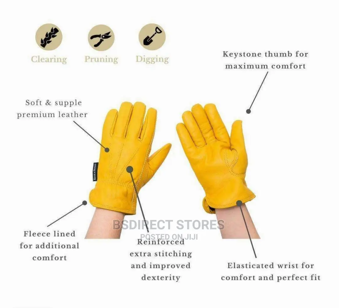 Kent And Stowe Men's Luxury Leather Gardening Gloves Yellow