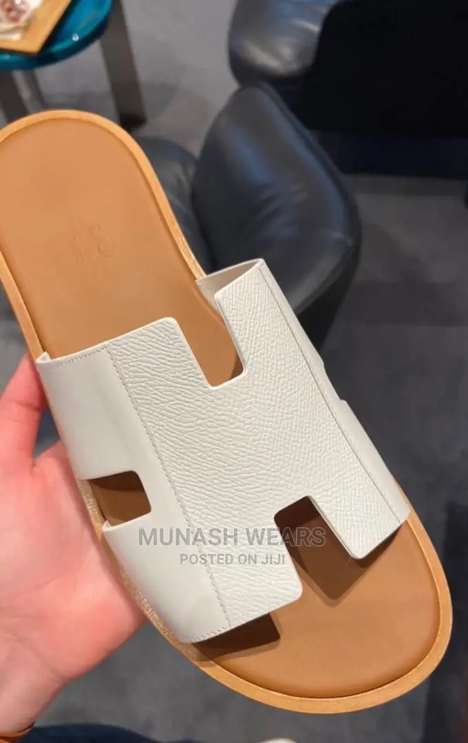 Italian Hermes Leather Slipers