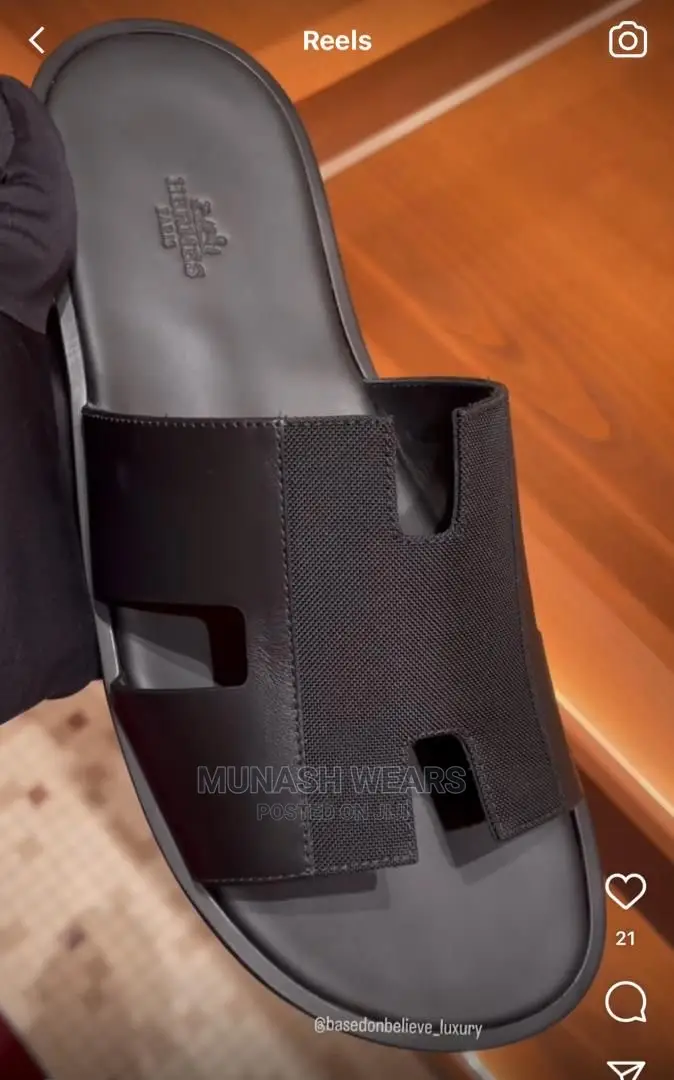 Italian Hermes Leather Slipers