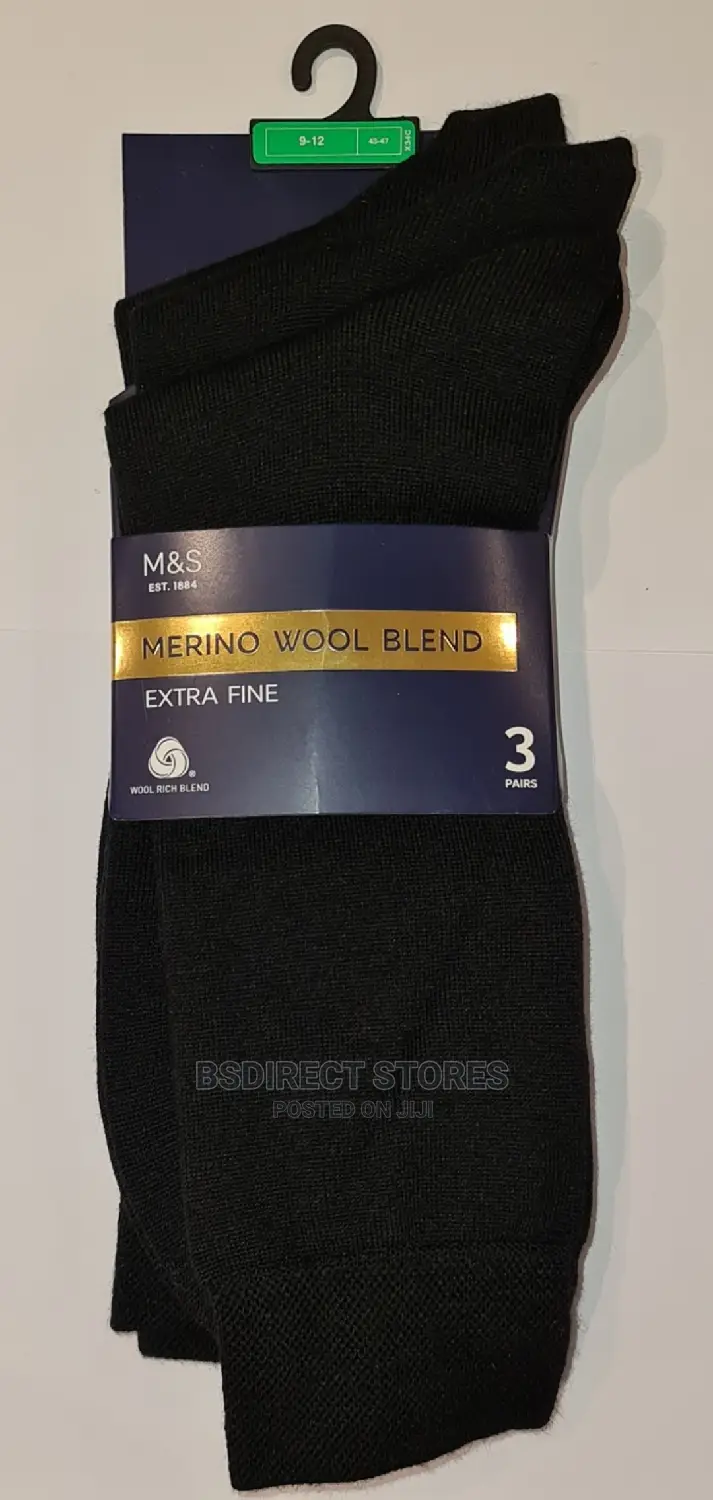 Marks & Spencer BLACK 3 Pack Luxury Merino Wool Socks