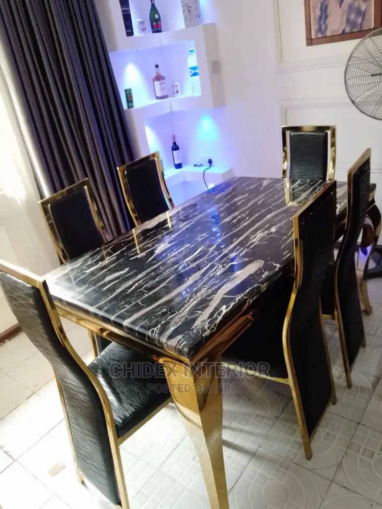 Gold Marble Dining Table 6chiars