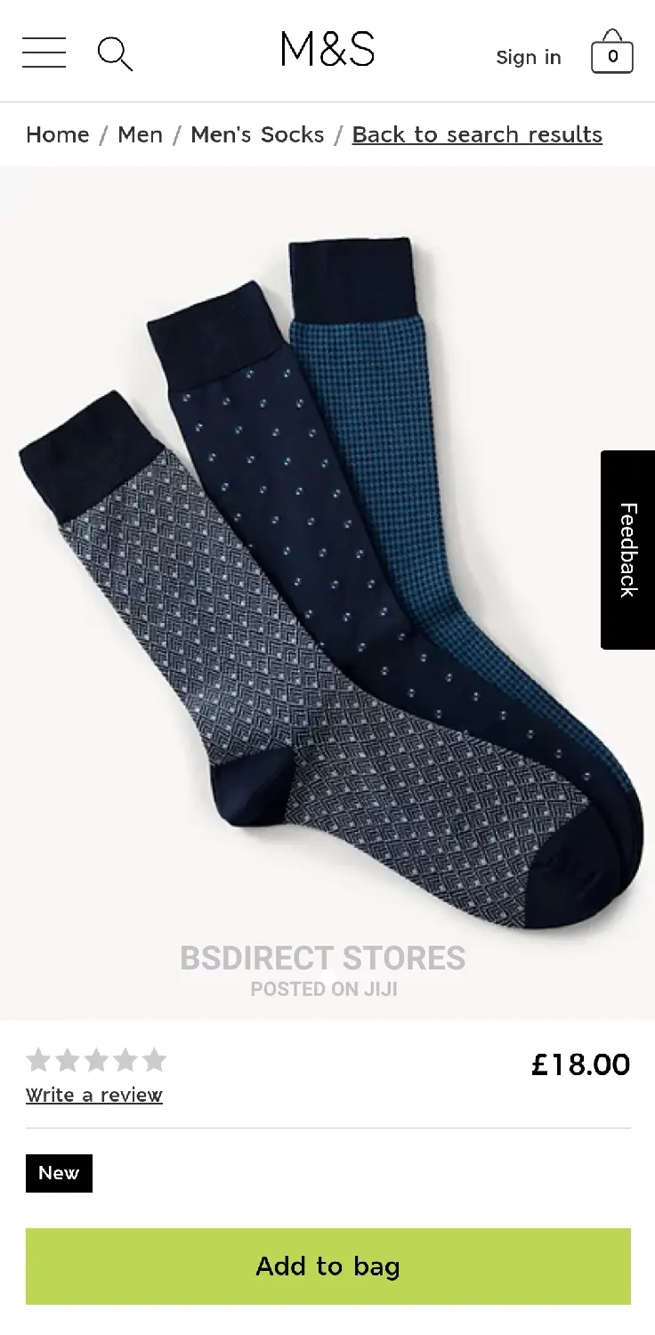 Marks and Spencer Blue 3pk Luxury Egyptian Cotton Rich Socks