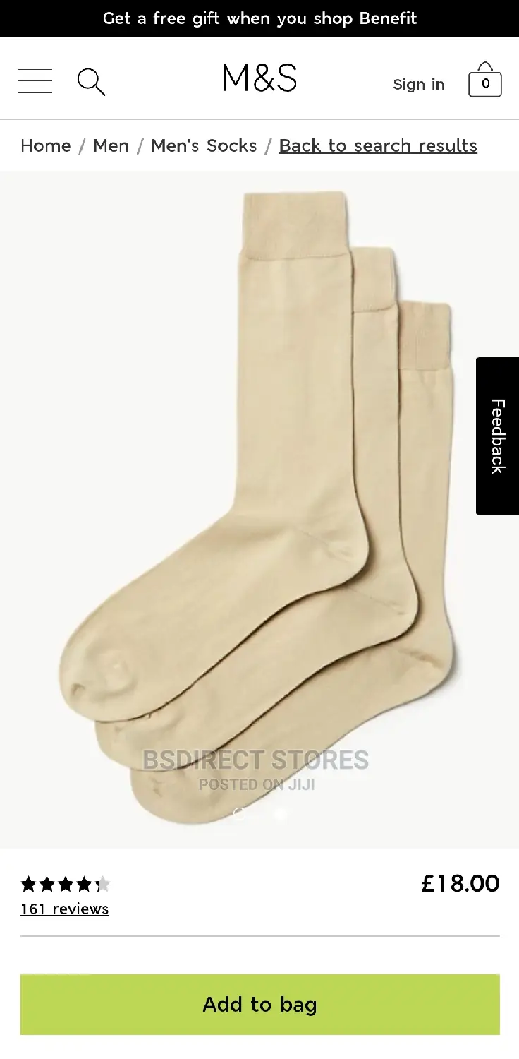 Marks and Spencer Beige 3pk Luxury Egyptian Cotton Rich Sock