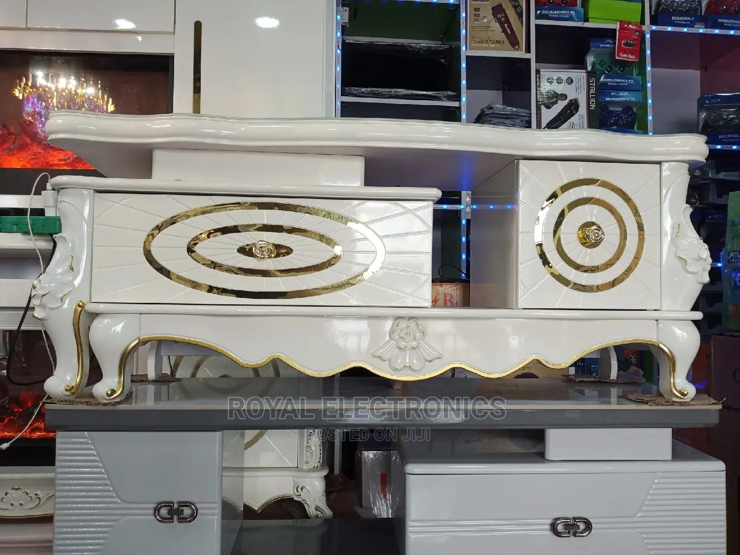Standard Royal Imported Tv Stand With Drawers and Marble Top