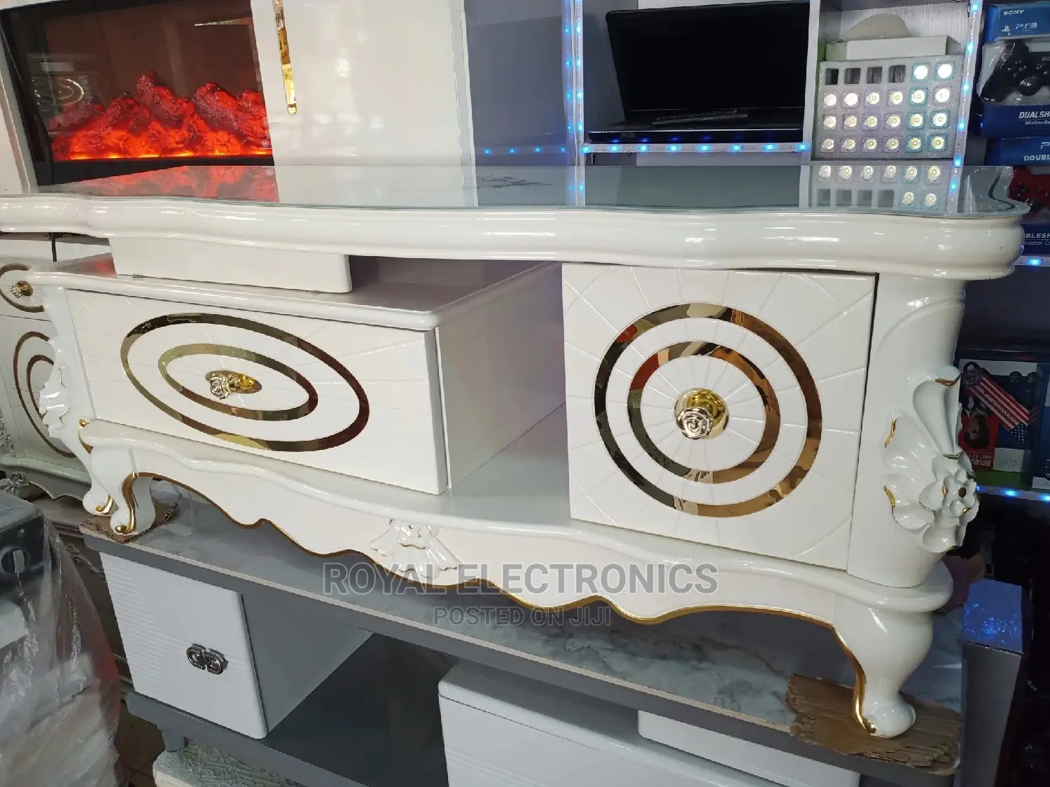 Authentic Royal Imported Tv Stand With Drawer and Marble Top