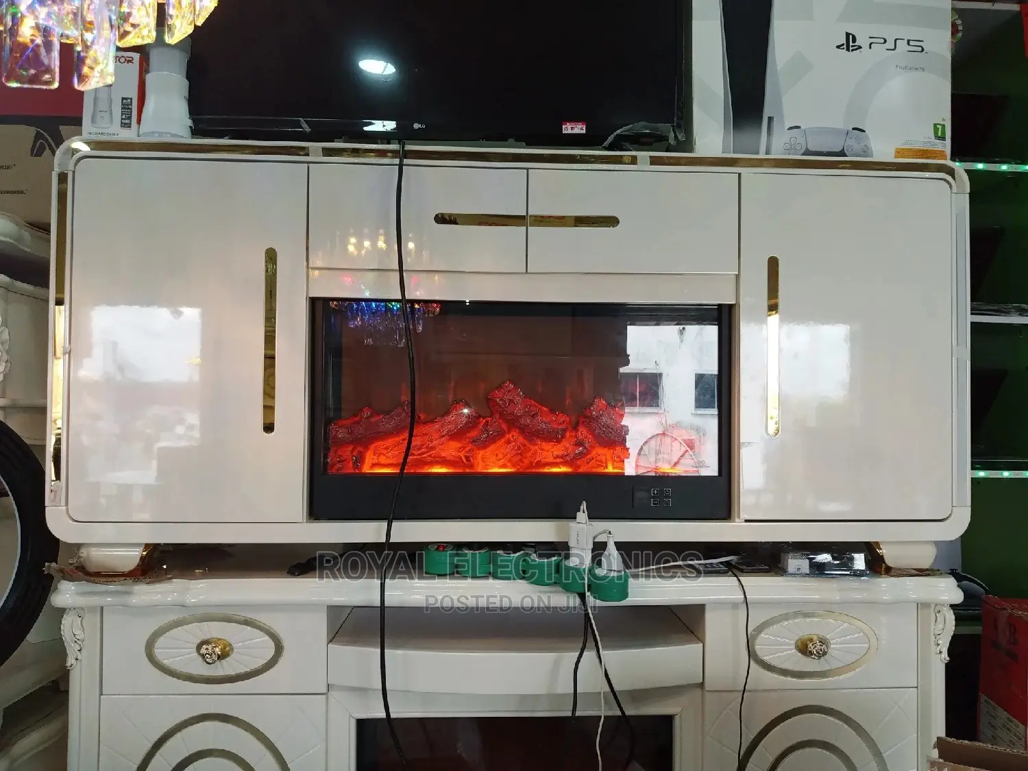 Brand New Modern TV Stand With Electric Fireplace Storage