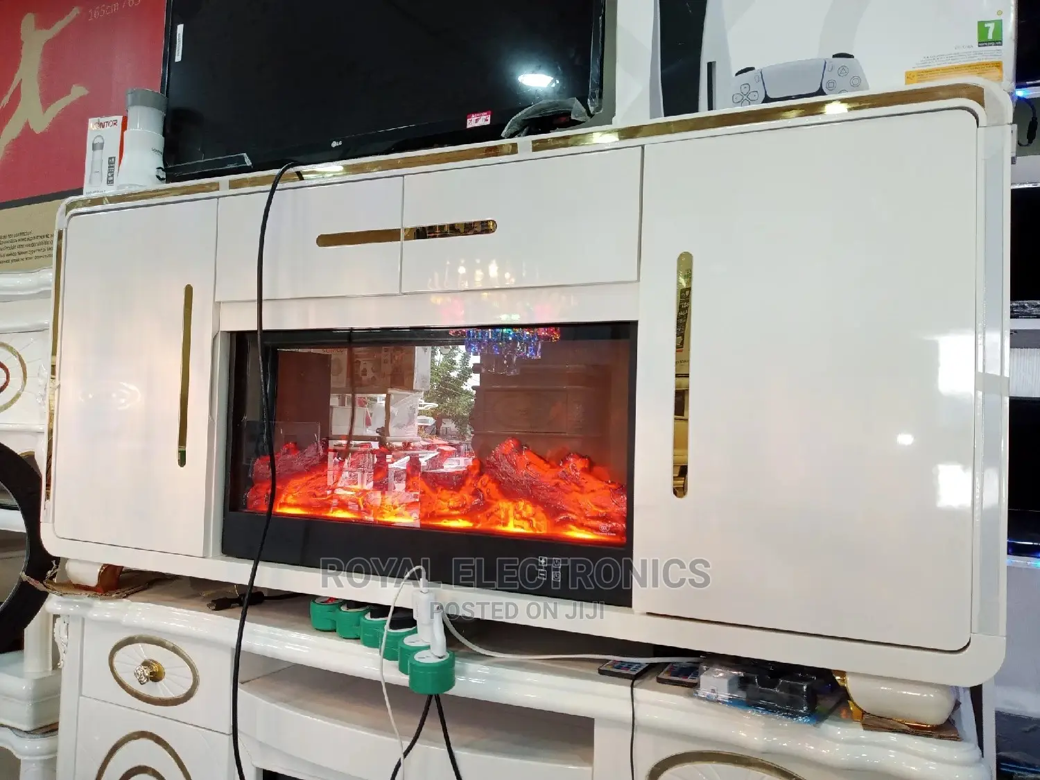 Latest Modern TV Stand With Electric Fireplace Storage
