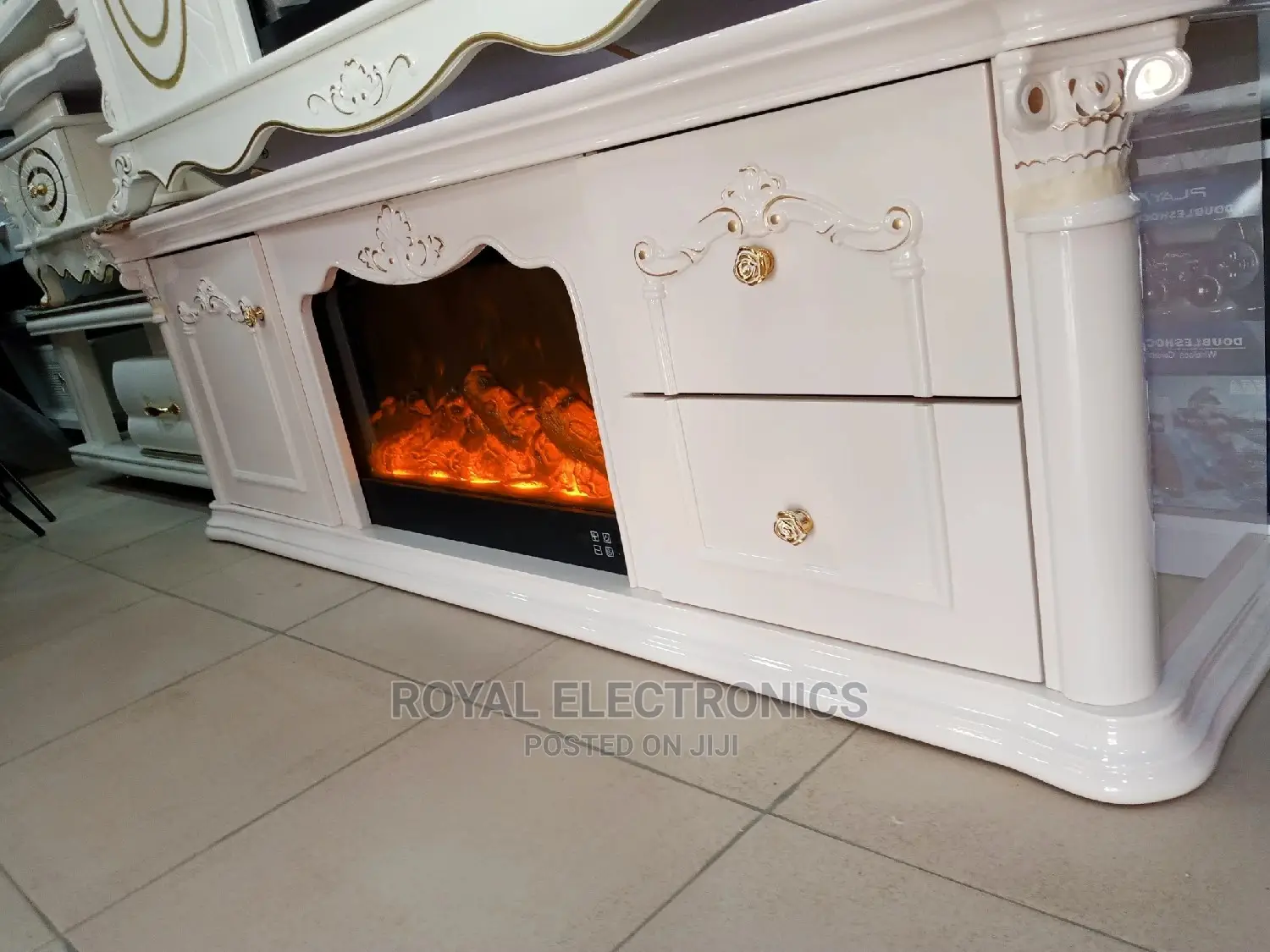 High Quality Big Golden Tv Stand With Drawers And Fireworks