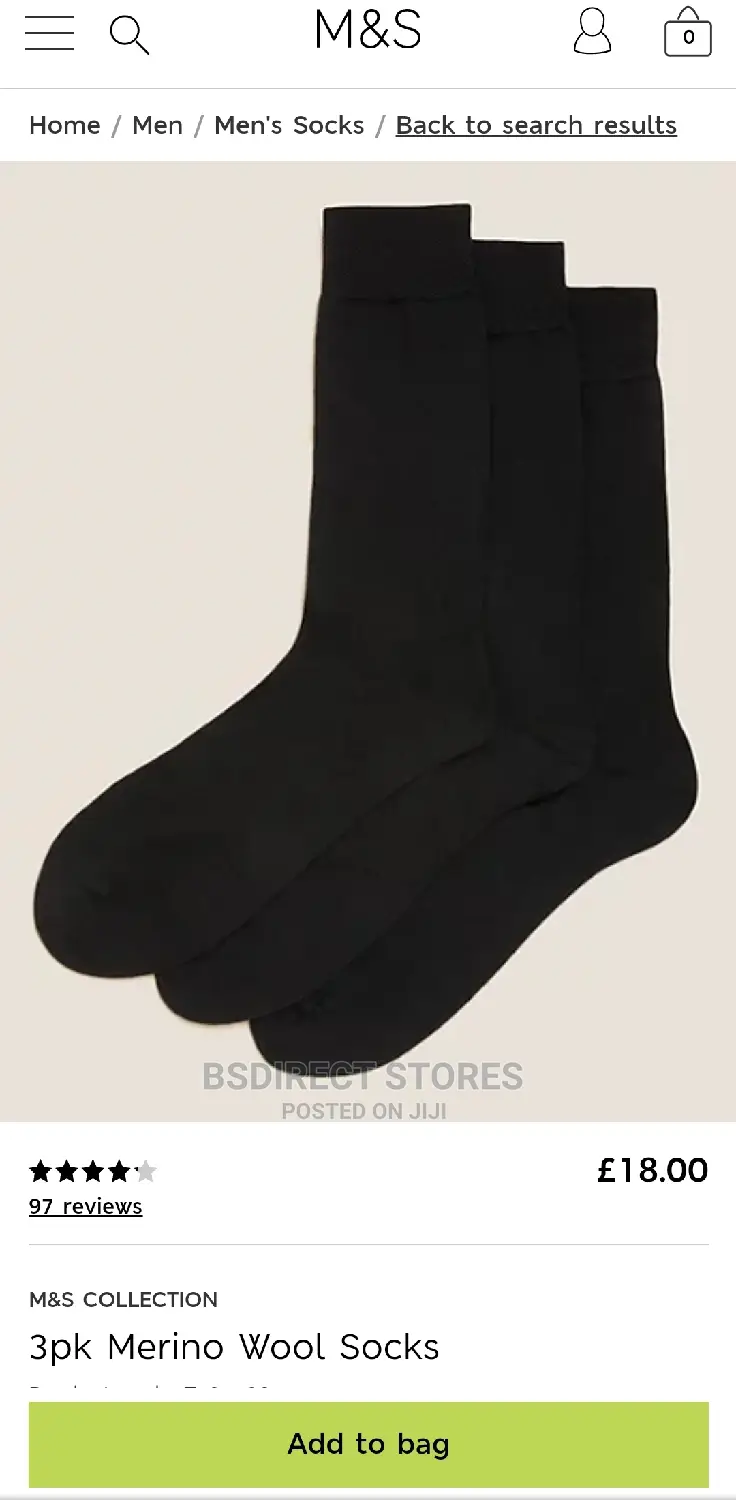 Marks & Spencer BLACK 3 Pack Luxury Merino Wool Socks