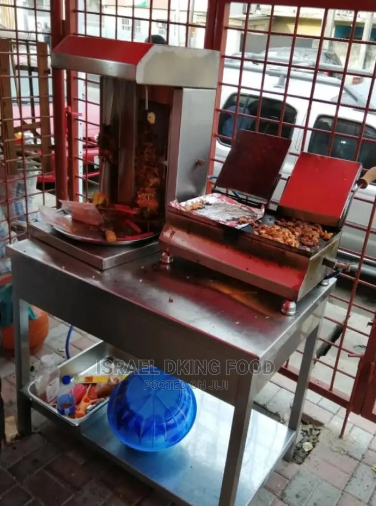 Gas Double Burner Shawarma Machine With Toaster and Table