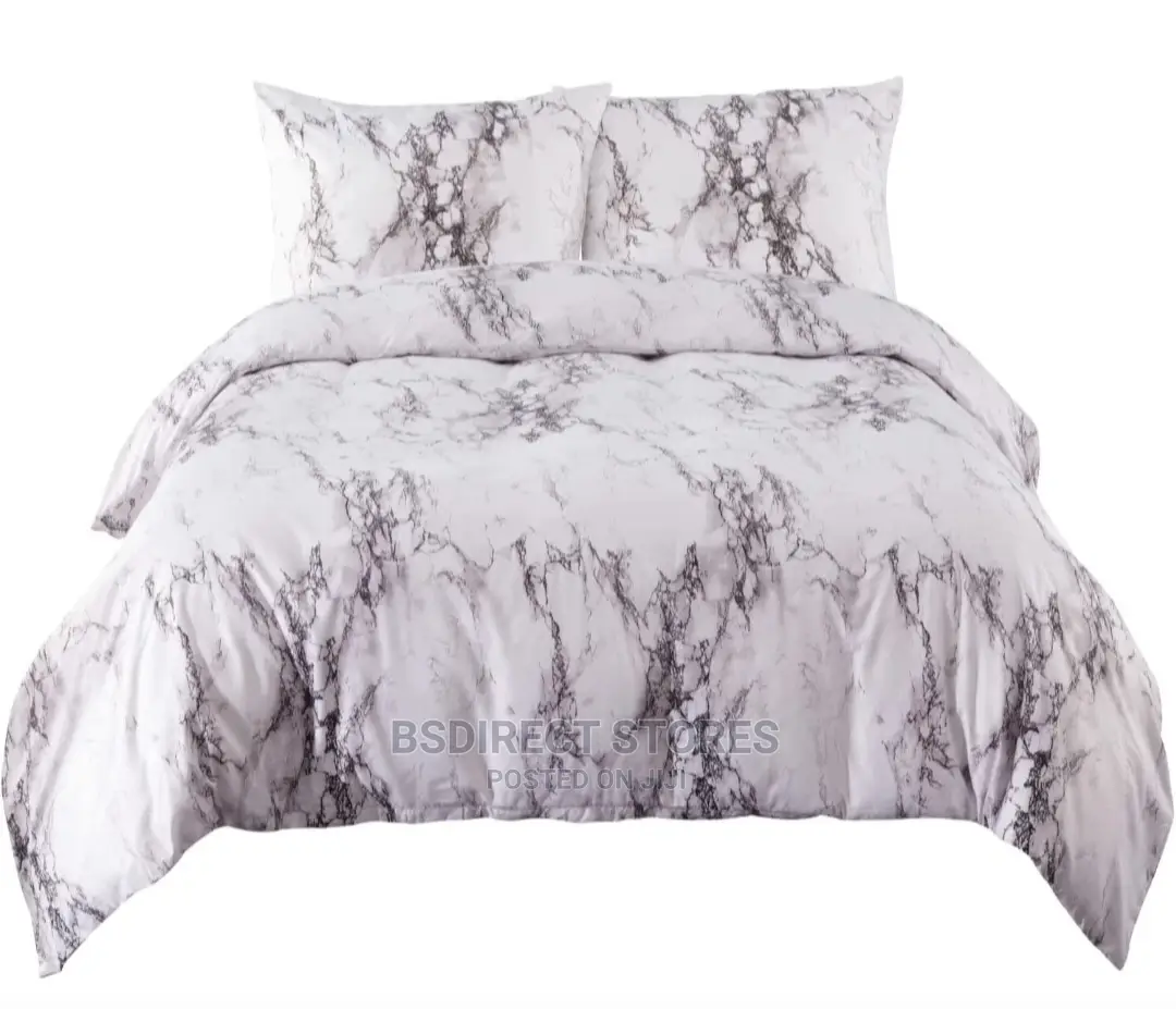 Bedsure Get Cozy Marble Pattern KING Duvet + 2 Pillowcases
