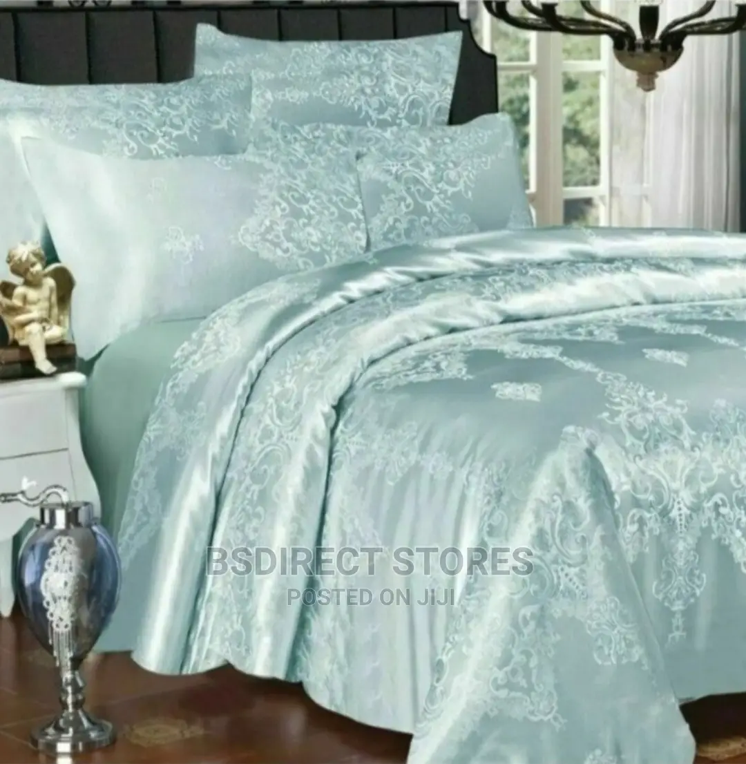 Moonstar London GREEN 4pcs Jacquard KING Duvet +Fitted Sheet