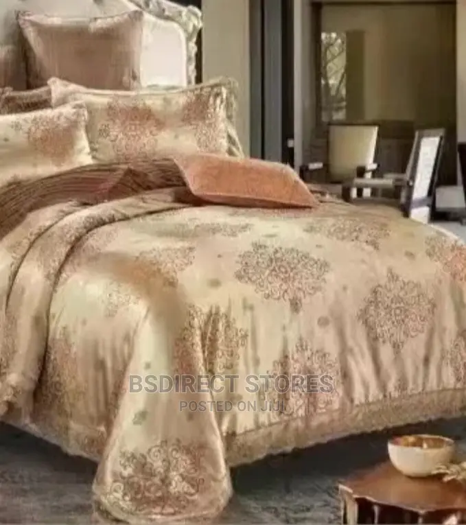 Moonstar London GOLD 4pcs Jacquard KING Duvet + Fitted Sheet