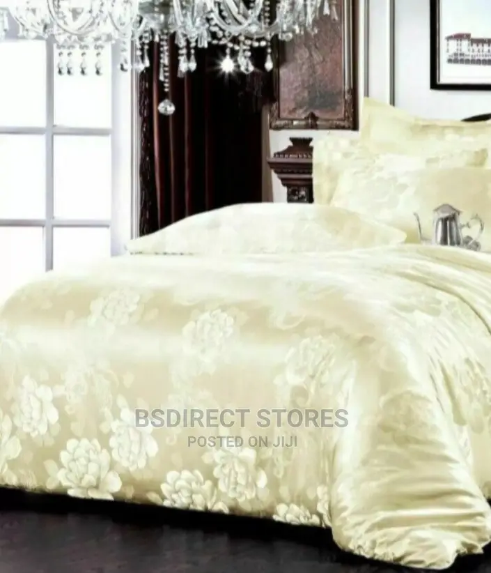 Moonstar London Cream 4pcs Jacquard KING Duvet +Fitted Sheet