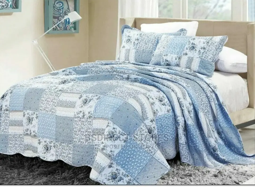 Cotellia Moonstar Blue Luxury Embroidery Bedspread Superking